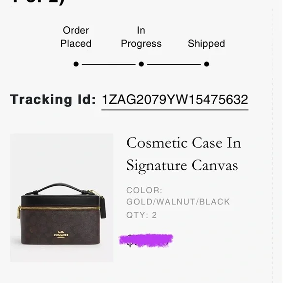 NWT Coach Cosmetic Case In Signature Canvas CW728 AUTHENTIC New!! - Picture 9 of 10